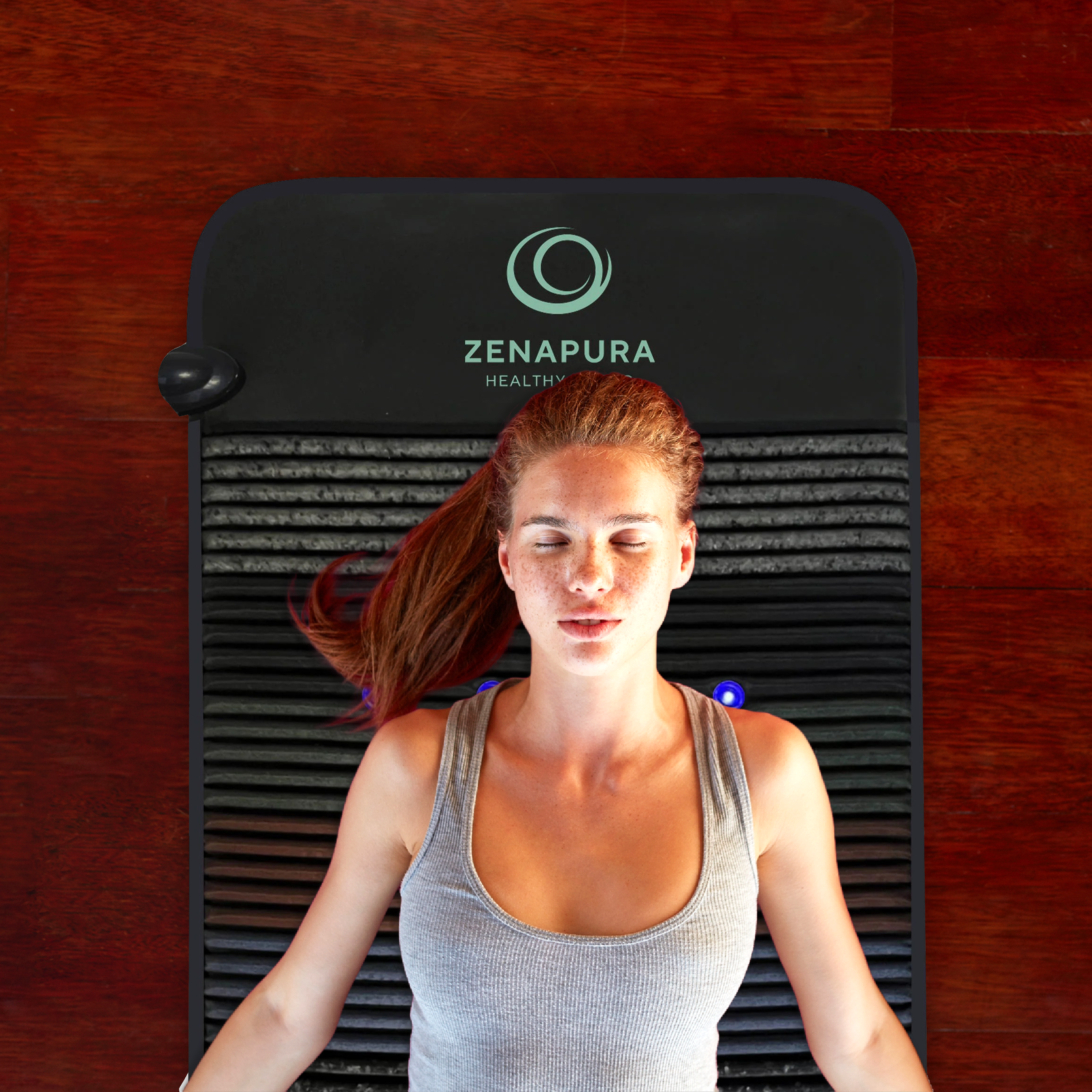 Woman sleeping on the Zenapura Infrared PEMF Mat using pulsed electromagnetic field and far infrared heat therapy for pain relief, stress reduction, and natural healing.